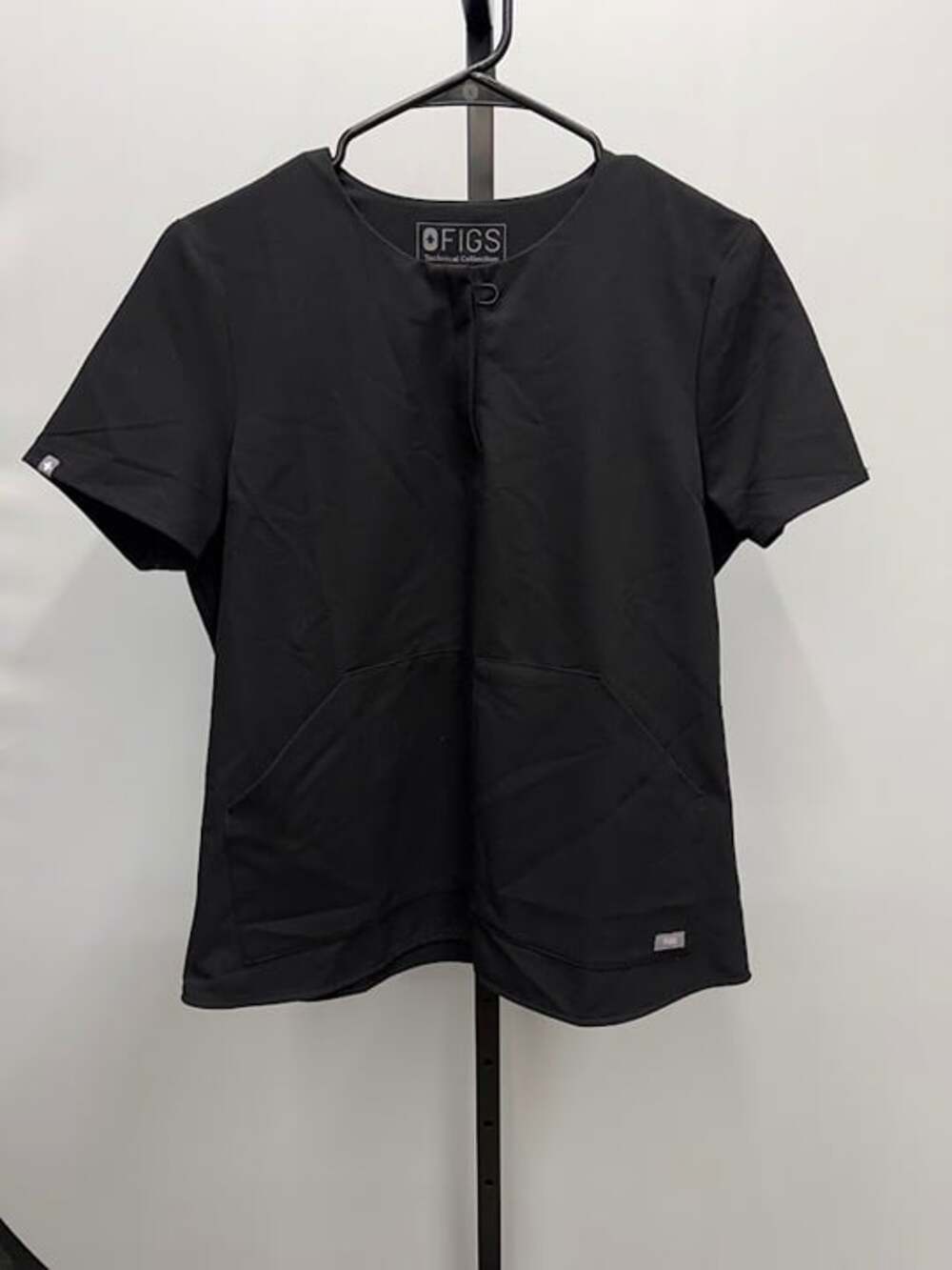 FIGS Technical Collection Black Short Sleeve Scrub Top